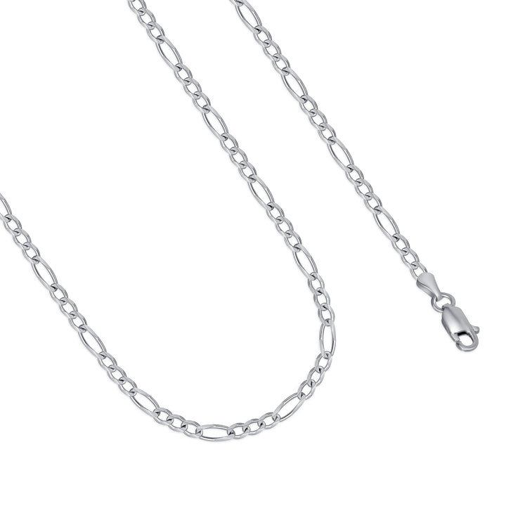 Italian Sterling Silver 3mm Figaro Link Diamond-Cut Chain Necklace, 16"- 30"