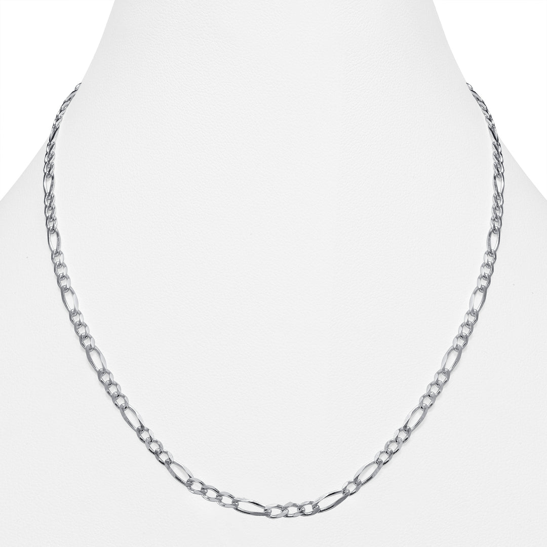 Italian Sterling Silver 3mm Figaro Link Diamond-Cut Chain Necklace, 16"- 30"