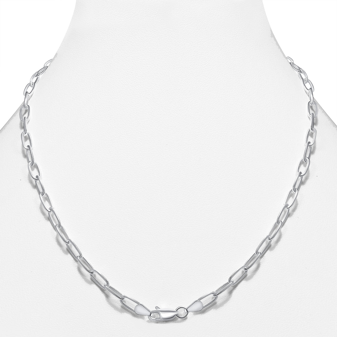 Italian Sterling Silver 3.5mm Paperclip Link Chain Necklace Bracelet, 7"- 24"