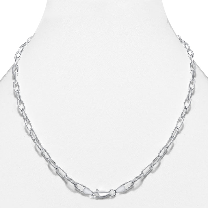 Italian Sterling Silver 3.5mm Paperclip Link Chain Necklace Bracelet, 7"- 24"