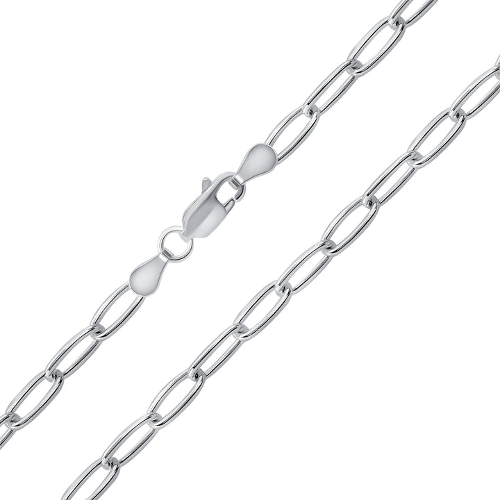 Italian Sterling Silver 3.5mm Paperclip Link Chain Necklace, 16"- 24"