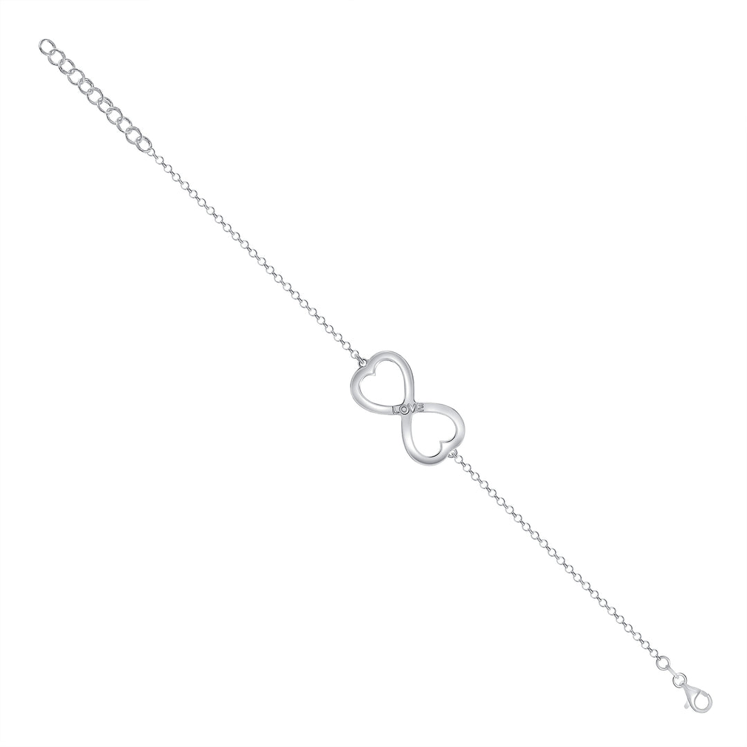 Italian Sterling Silver Infinity Love Double Hearts Bracelet