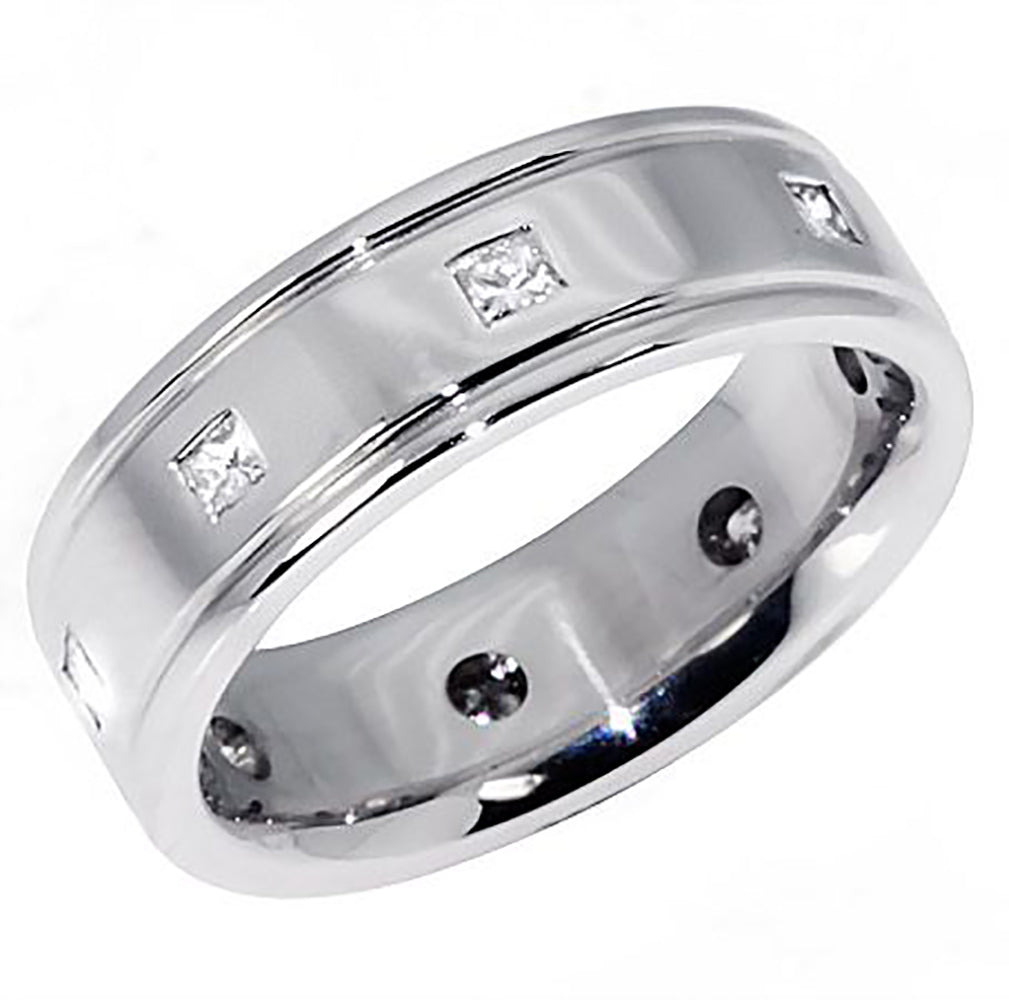 Men's 0.50 ctw. Princess Cut Bezel Set Diamond Wedding Eternity Band