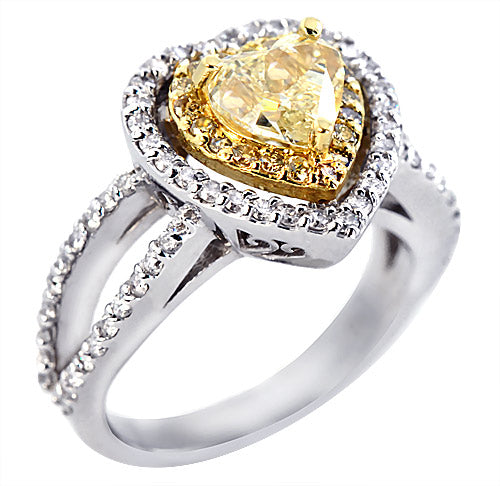 2.00 Carat Heart Shape Cut Natural Fancy Yellow Diamond Engagement Ring