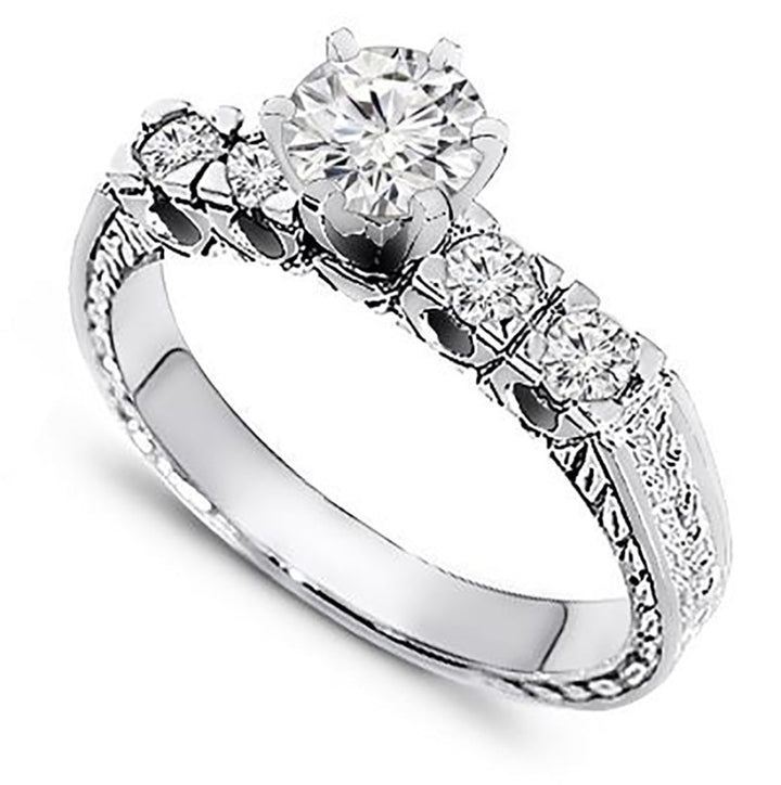 Unique 0.70 Ct. Tw. Five Stone Diamond Milgrain Design Engagement Ring