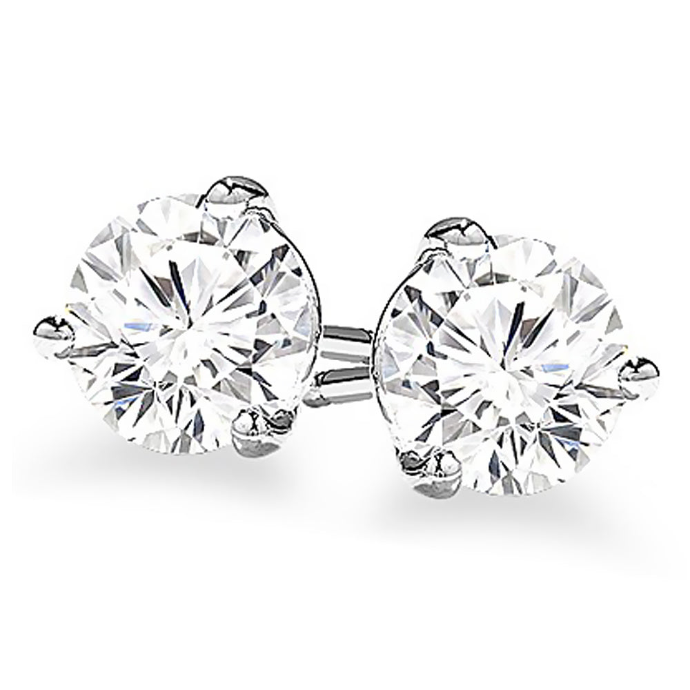 3-Prong Round Cut Diamond Stud Earrings 3/4 Carat – WORLDJEWELS