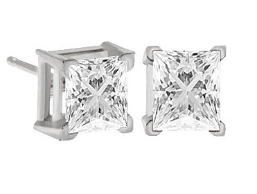 14k Gold 4-Prong Princess Cut Diamond Stud Earrings .40 ct. tw.