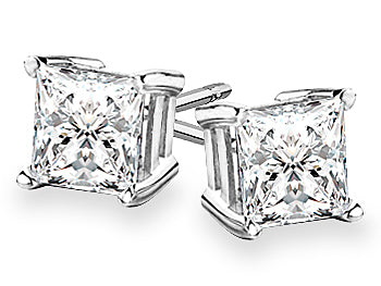 4-Prong Princess Cut Diamond Stud Earrings 0.50 Ct. Tw.