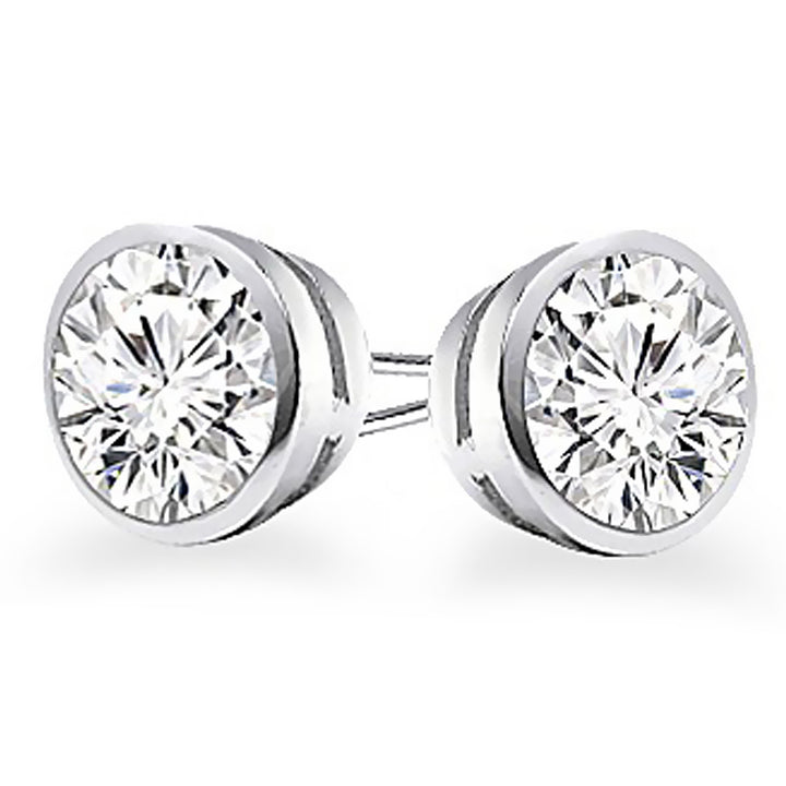 Bezel Set Round Cut Diamond Stud Earrings 0.50 ct. tw.