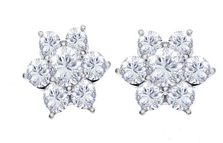 0.90 Ct. Tw. Flower Design Diamond Earrings