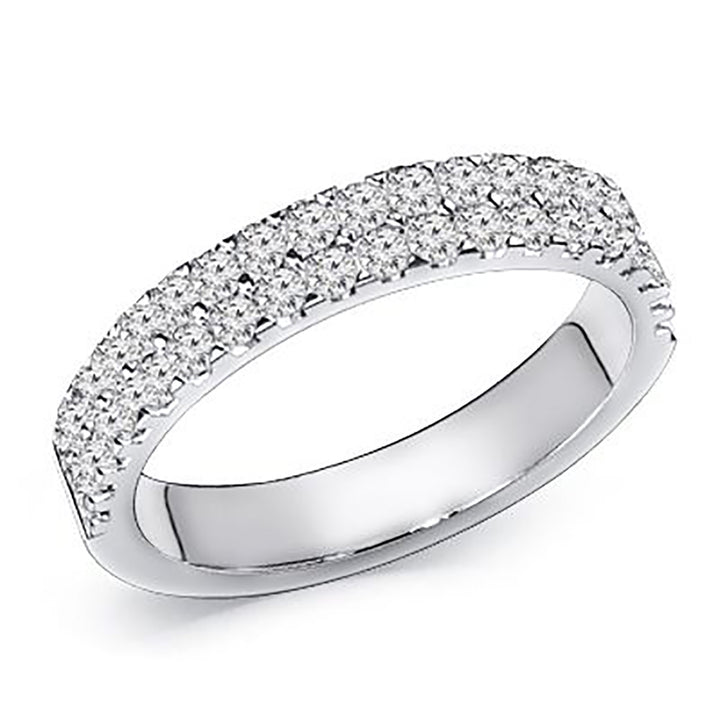 0.80 Carat Round Cut Diamond Two Row Band