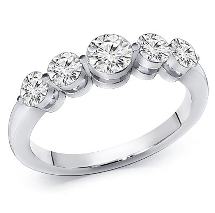 Women's 5-Stone 0.80 Carat Brilliant Round Cut Diamond Band