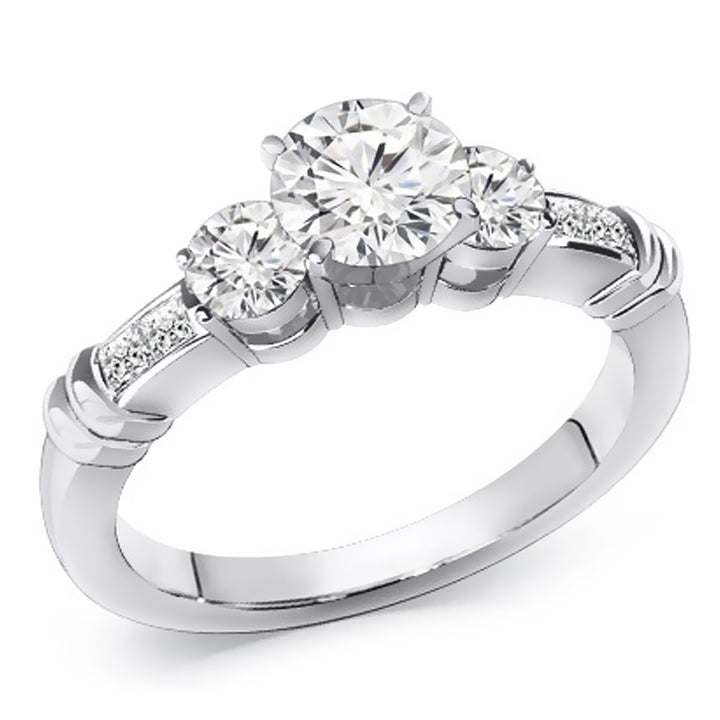 1.25 Ct. Tw. Brilliant Round Cut Three Stone Diamond Inspired Engagement Ring