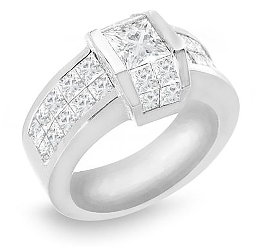 Ladies 2.40 Ct. Tw. Princess Cut Diamond Engagement Ring