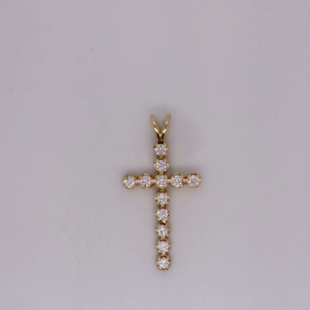 1.00 Carat Brilliant Round Cut Diamond Cross Pendant