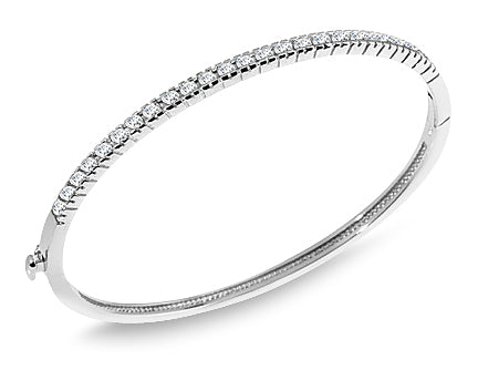 14K Gold 1.50 Ct. Tw. Round Cut Diamond Bangle Bracelet