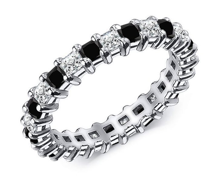 1.50 Carat Princess Cut Black & White Diamond Eternity Band