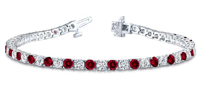 Classical Tennis Natural Ruby & Diamond Bracelet 5.35 Ct. Tw.