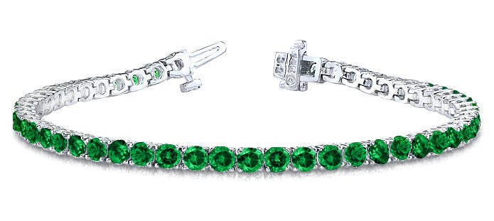 Classical Tennis 5.10 Ct. Tw. Round Cut Natural Green Emerald Bracelet