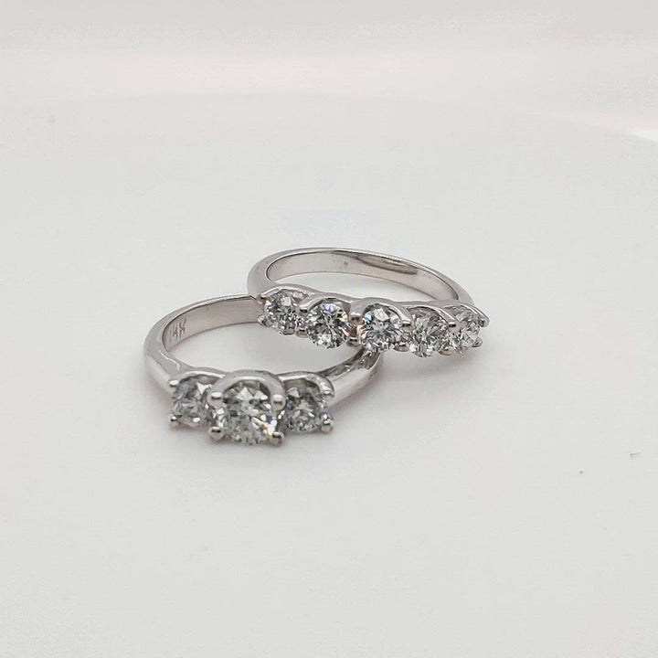 3.25 Ct. Tw. Three Stone Inspired Diamond Engagement Wedding Ring Set