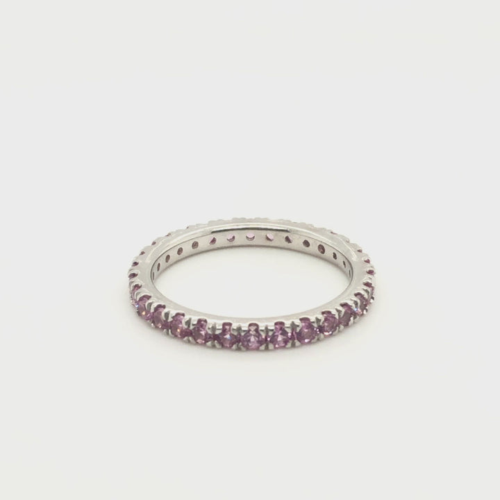 0.75 Carat Natural Pink Topaz Eternity Wedding Ring