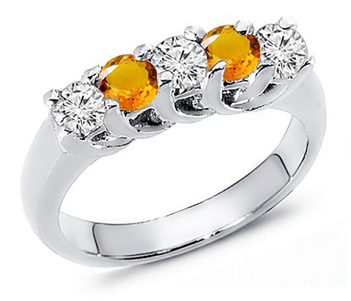 5-Stone 0.50 Carat Diamond & Natural Citrine Band