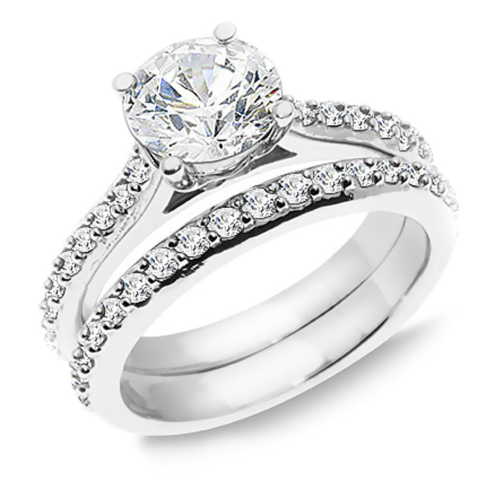 1.75 Carat Brilliant Round Diamond Engagement Wedding Ring Set ...