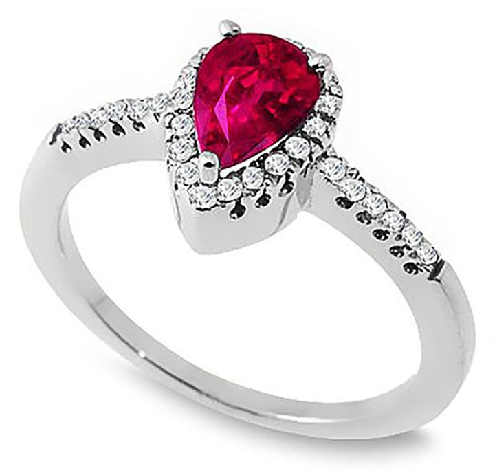 0.75 Ct. Tw. Pear Cut Natural Ruby & 0.35 Ct. Tw. Diamond Ring