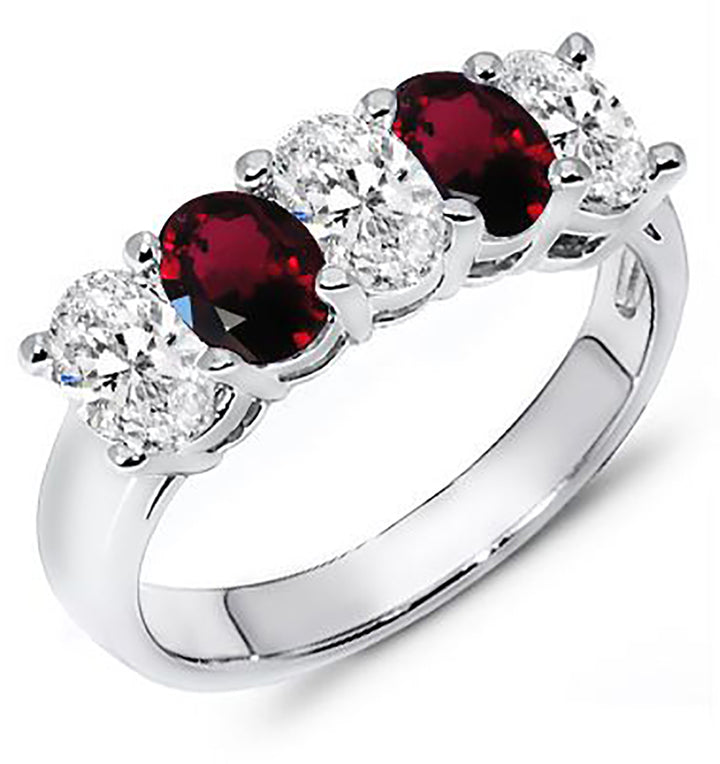 1.25 Carat Oval Cut Diamond & Natural Ruby Band