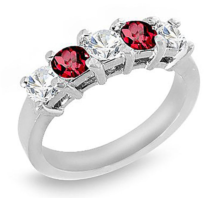 1.25 Carat Round Cut Diamond & Natural Ruby Band