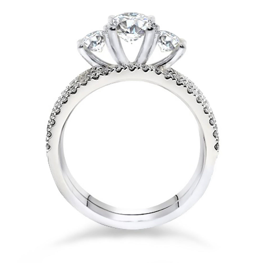 1.40 Ct. Tw. Three Stone Inspired Diamond Engagement Wedding Ring Set