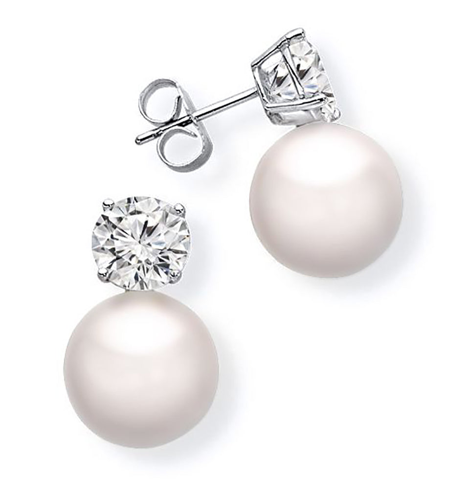 0.10 Ct. Tw. Diamond Earrings with 2 x 5mm Pearls