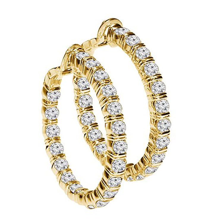 1.50 Carat Yellow Gold Hoop Earrings