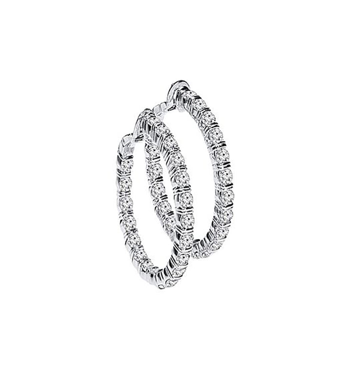 1/2 Carat Hoop Diamond Earrings White Gold