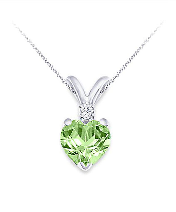 6MM Heart Shape Natural Peridot & 0.02 Ct. Tw. Diamond Pendant