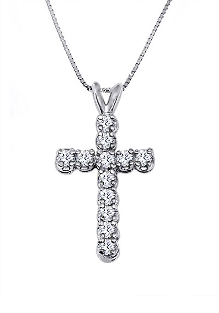 1.00 Carat Brilliant Round Cut Diamond Cross Pendant