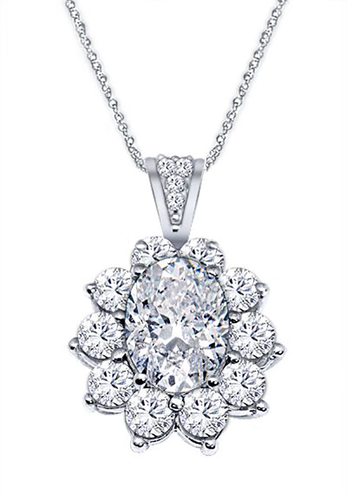 Vintage 1.50 Ct. Tw. Oval Cut Diamond Halo Pendant