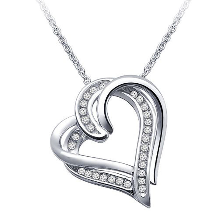 0.90 Ct. Tw. Brilliant Round Cut Diamond Inter-Locked Hearts Pendant