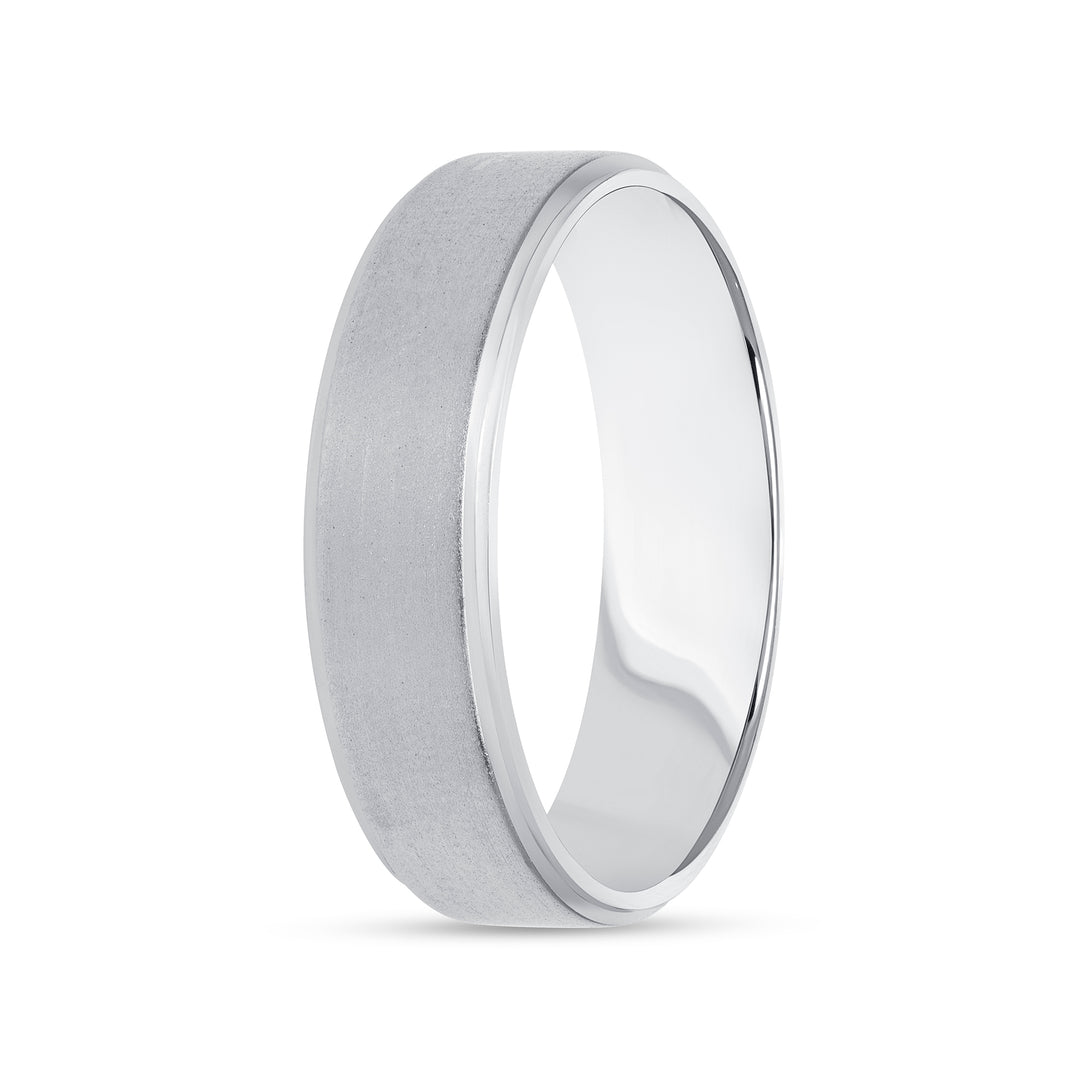 6MM Satin Finish Stepped Edge Wedding Band