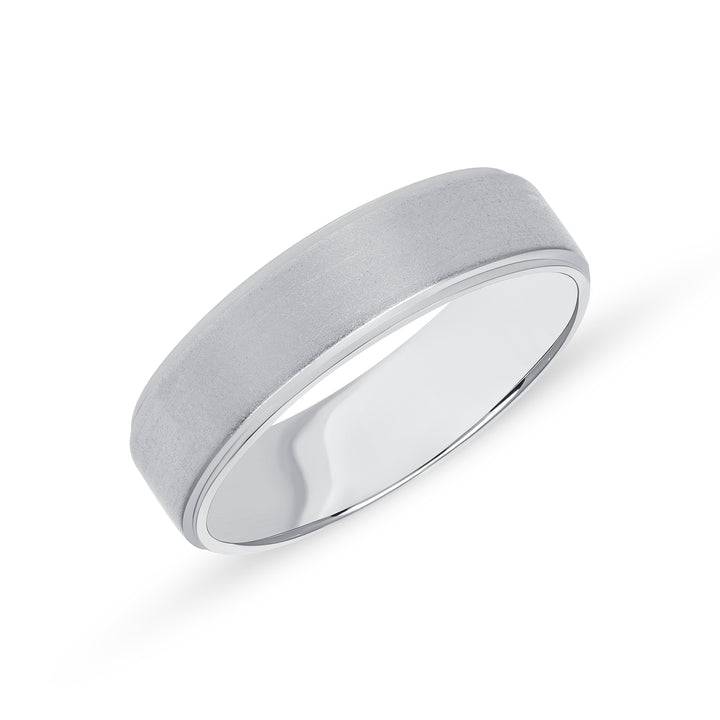 6MM Satin Finish Stepped Edge Wedding Band