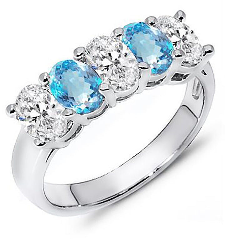 1.25 Carat Oval Cut Diamond & Natural Topaz Band