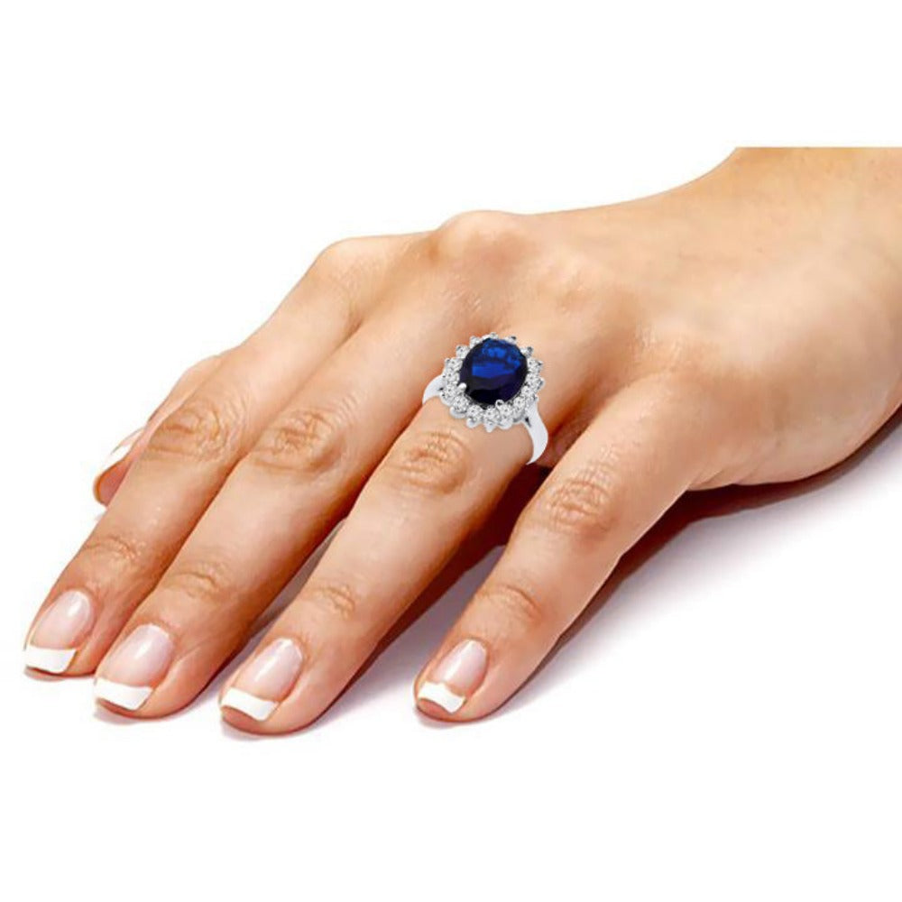 1.00 Ct. Tw Natural Blue Sapphire with 0.80 Ct. Tw. Diamond Engagement Ring