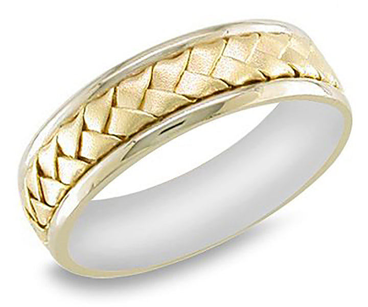 7MM Hand Braided Yellow Gold Center Wedding Band