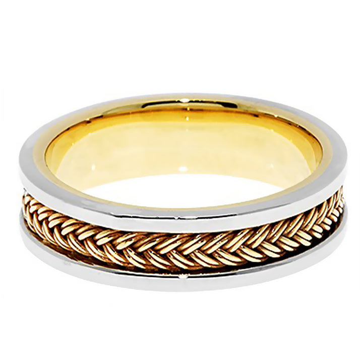 5mm Hand Braided Gold Wedding Band