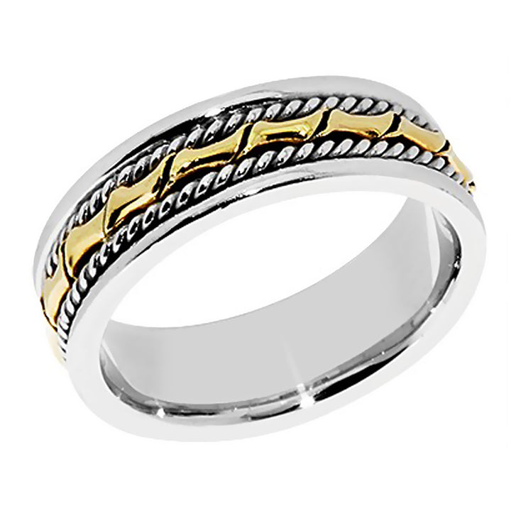 6MM Two Tone Gold Unique Design with Rope Wedding Band