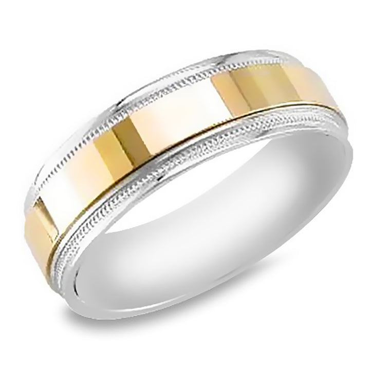 6.5MM Two Tone Gold with Rope Wedding Band